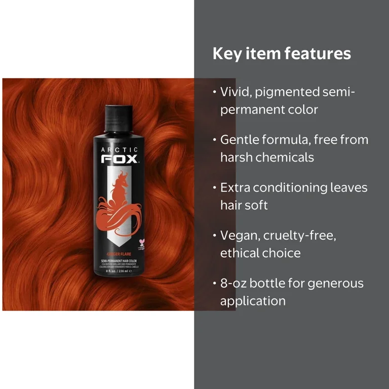 Arctic Fox, Semi-Permanent Vegan Hair Dye, 8-oz, Ginger Flare
