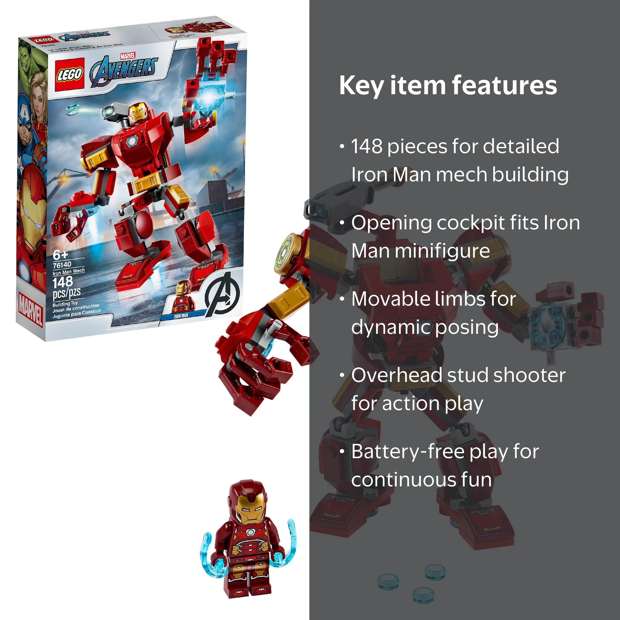 LEGO Marvel Avengers Big Iron Man Mech 76140 Playset with