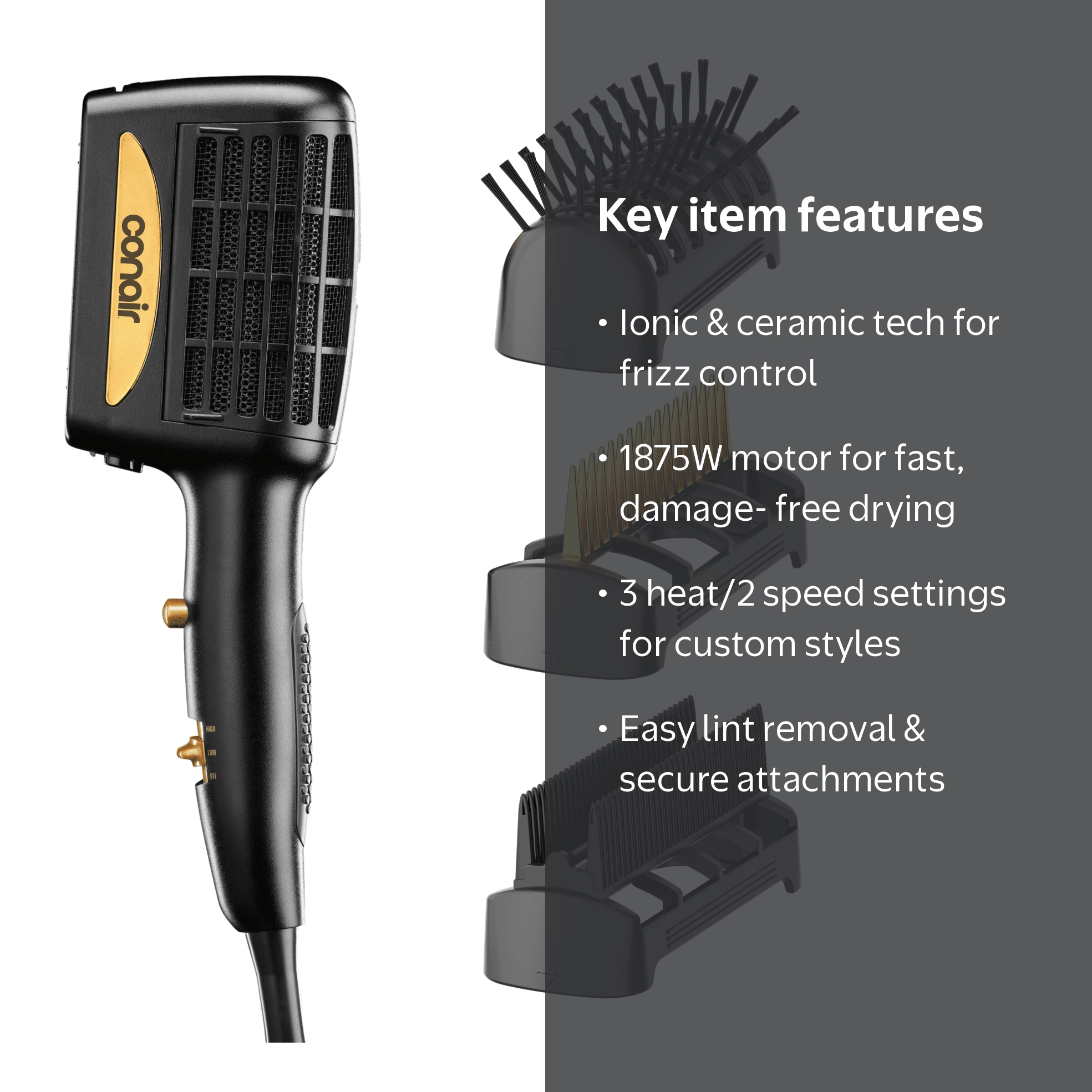 エアリコ　プレミアム InfinitiPRO by Conair Gold 1875W 3-in-1 Styler Dual Switch Dryer