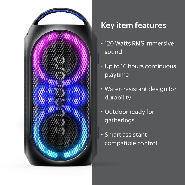 Anker Soundcore Rave Party 2 Portable Speaker, 120W, IPX4
