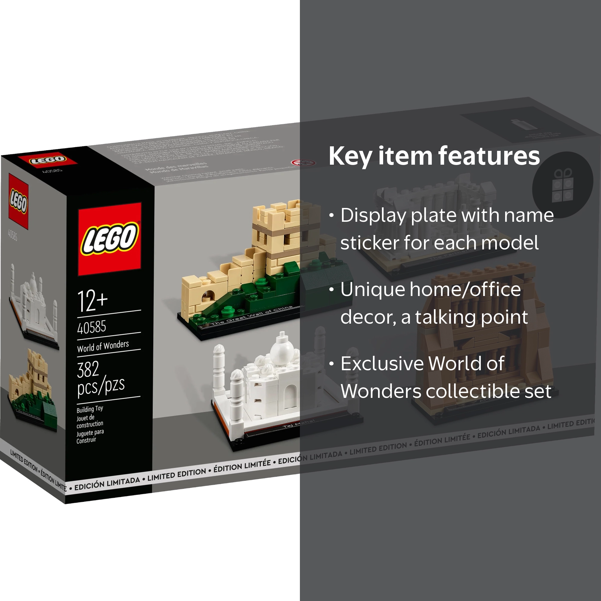 LEGO World of Wonders Set, Taj Mahal, Great Wall, Parthenon, Petra