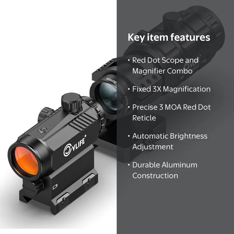 Red Dot Scope and Magnifier Combo, 3 MOA Red Dot with 3X Magnifier
