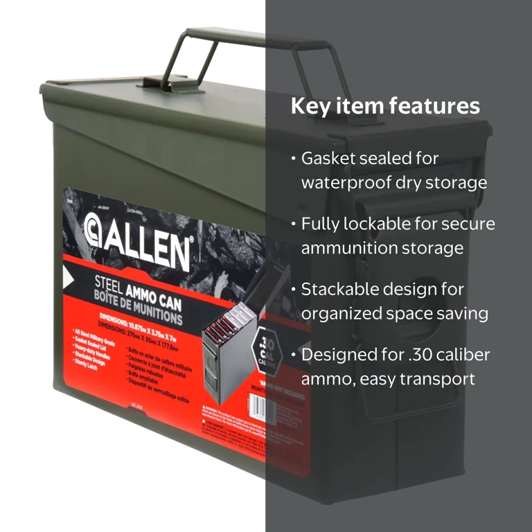 Allen Company Classic Steel Ammo Box - Large, Lockable, And