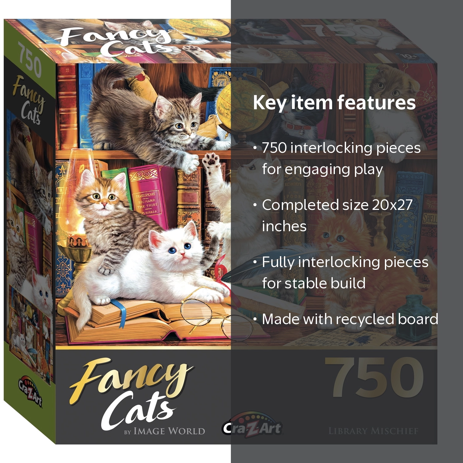 Cra-Z-Art, Fancy Cats Jigsaw Puzzle, 750 Piece, Library Mischief