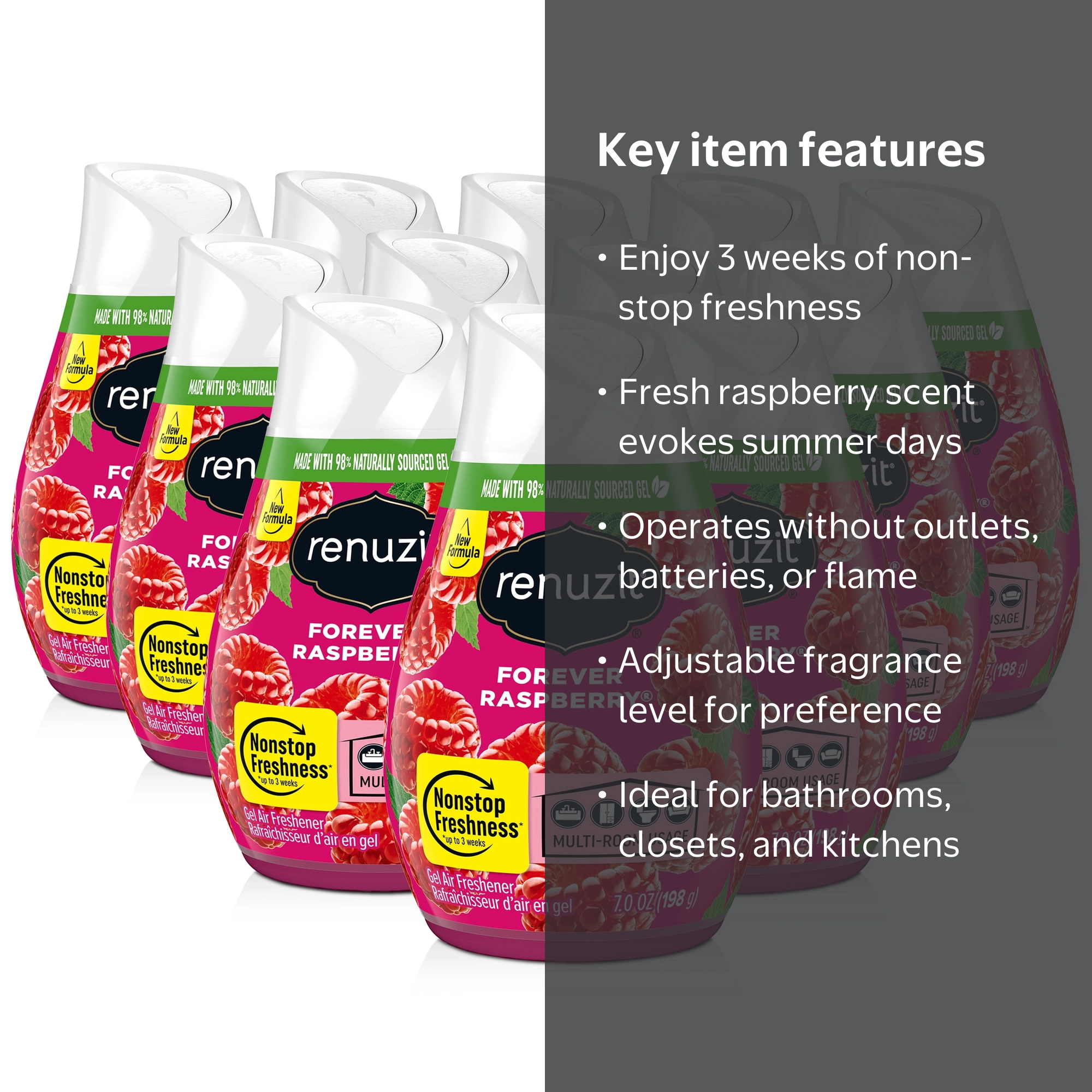Renuzit Long-Lasting Gel Air Freshener Cone, Forever Raspberry, 7