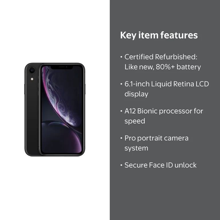 Restored Apple iPhone XR - Verizon- 128 GB Black (Refurbished