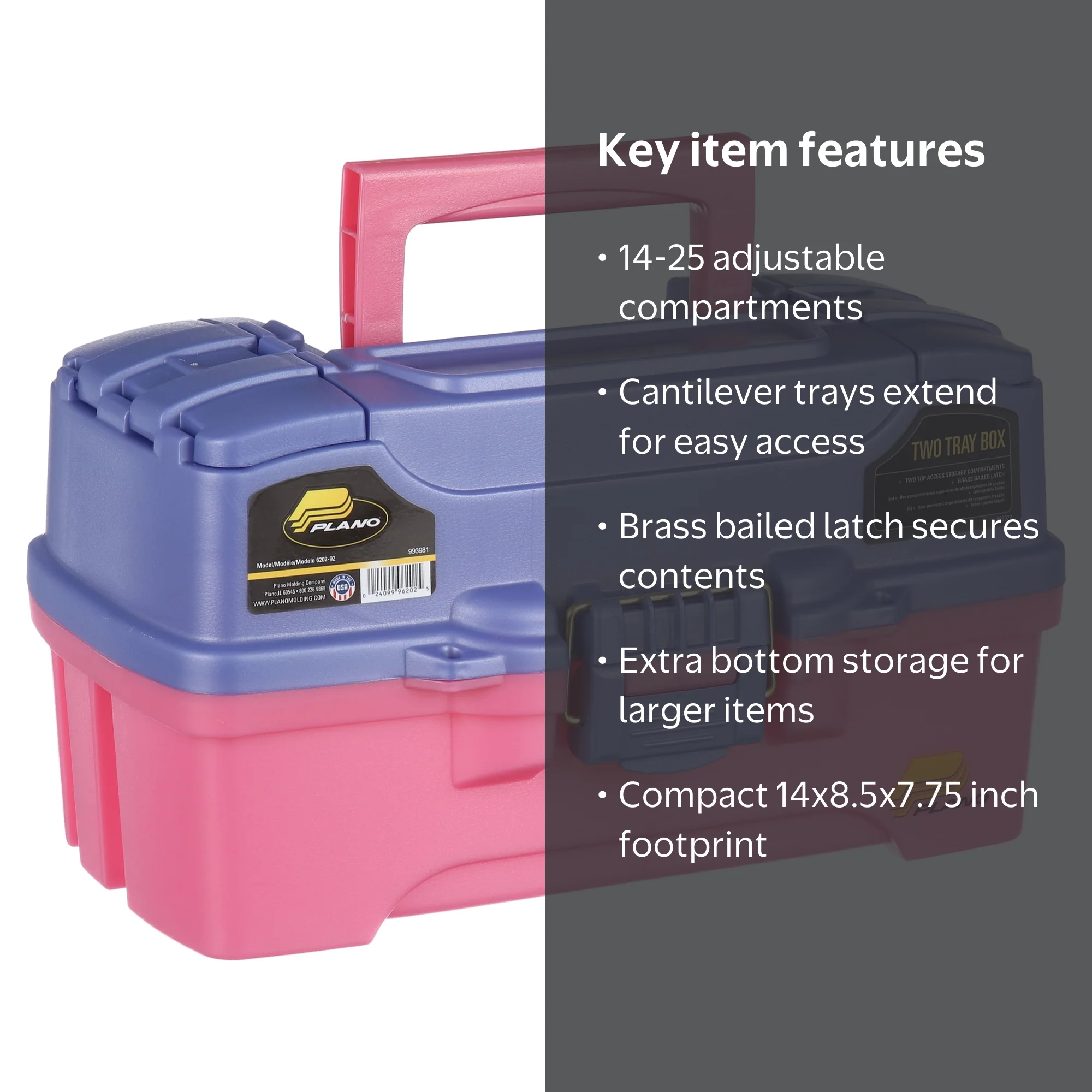 Plano Two Tray Fishing Tackle Box - Model: 6202-92 - Pink