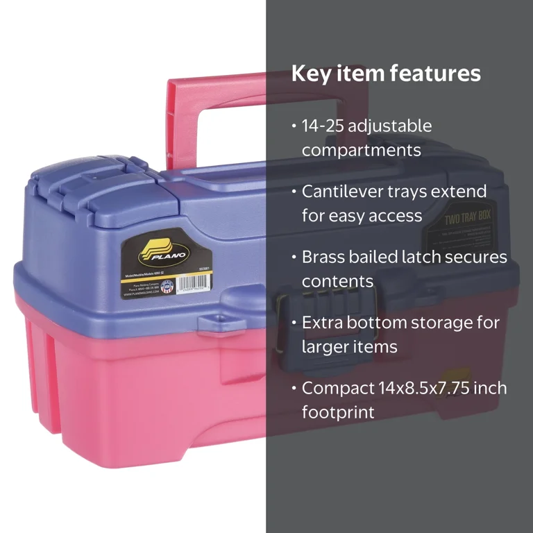 Plano, Two Tray Fishing Tackle Box, 6202-92, Pink Periwinkle