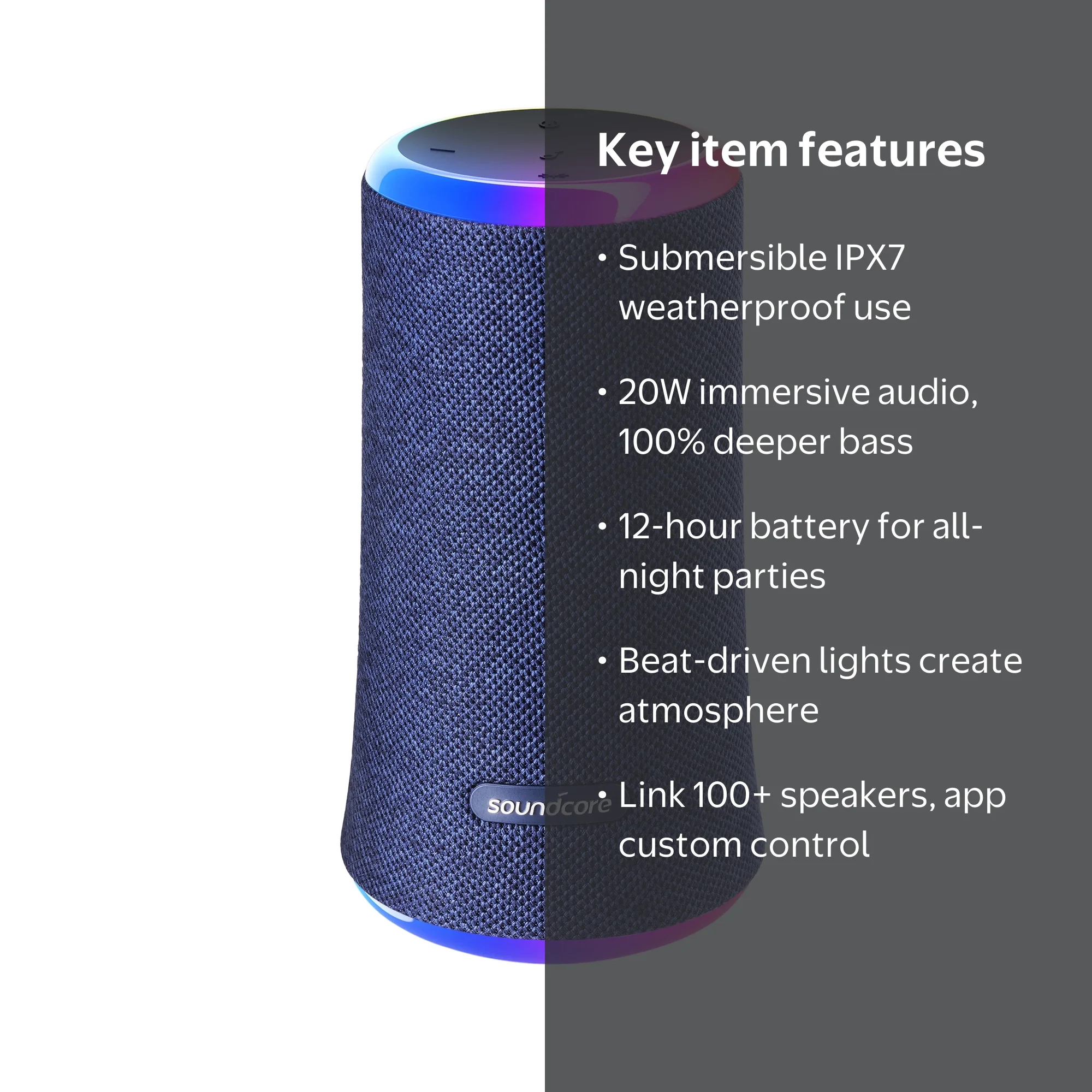 Soundcore by Anker- Flare 2 Portable Speaker | IPX7 Waterproof