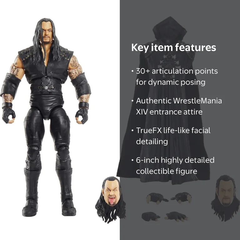 WWE Undertaker Action Figure, 6-inch Collectible, Poseable, for