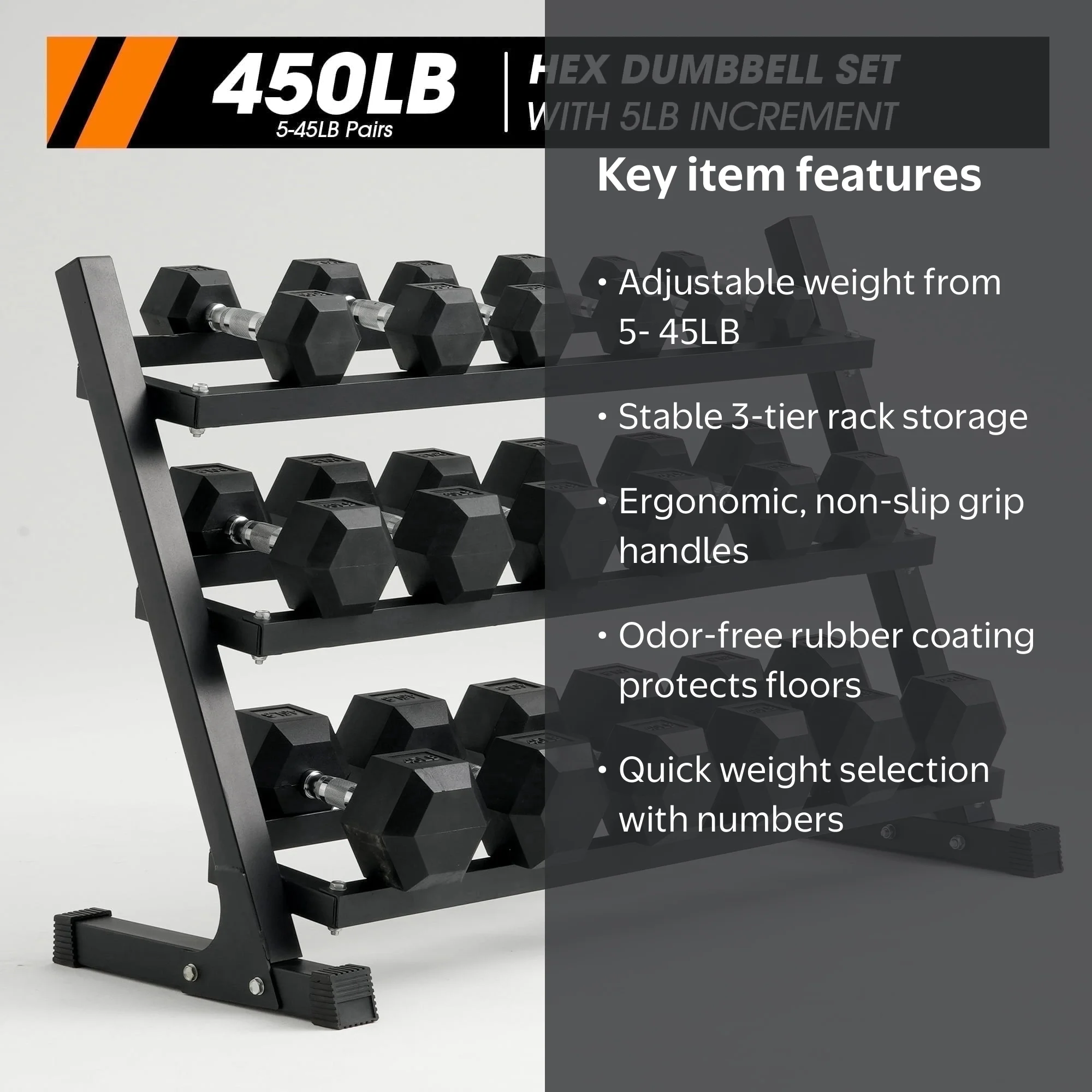 dumbbell storage hex dumbbell set with rack $99