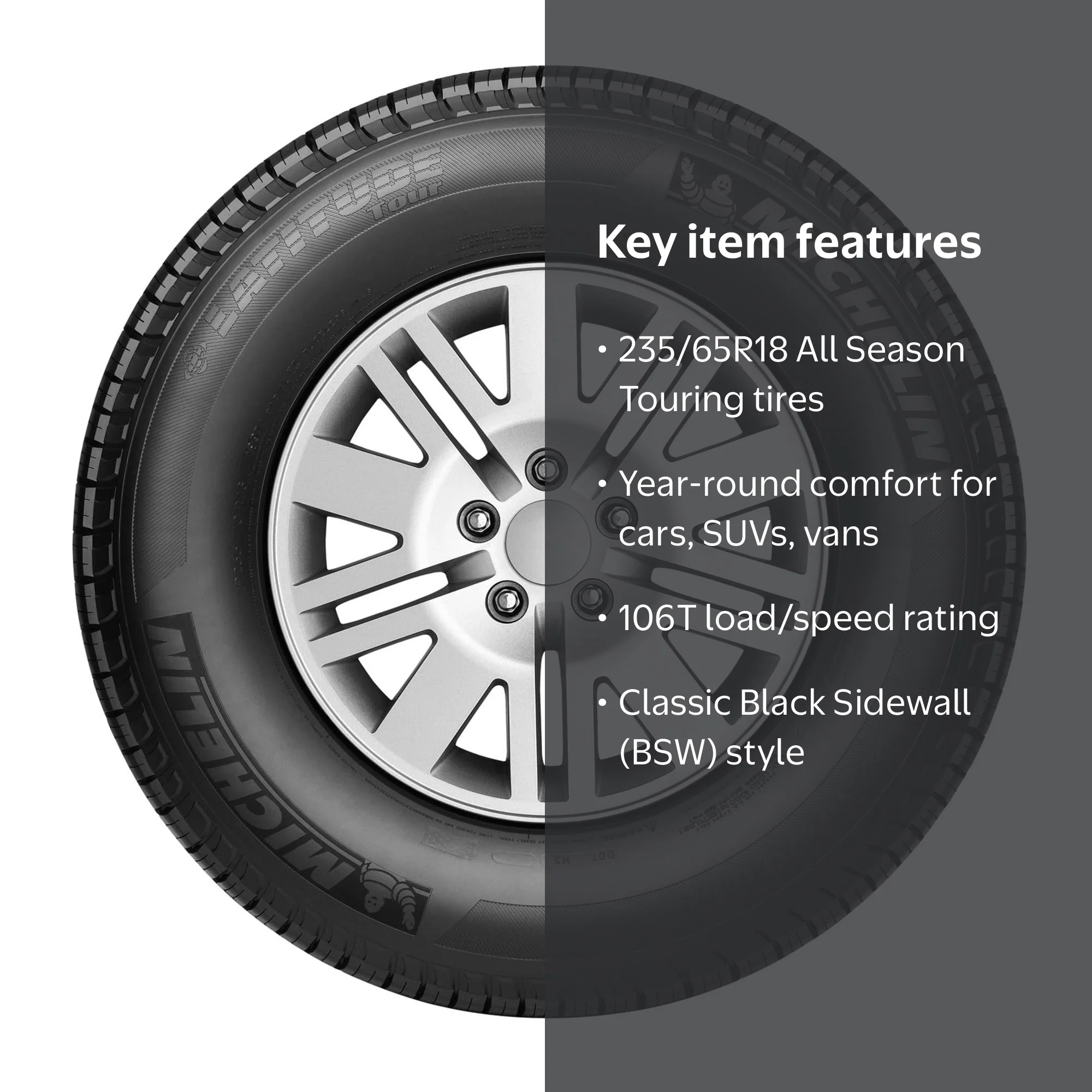 Michelin, Passenger Tire, 235/65R18 106T, All Season Touring 