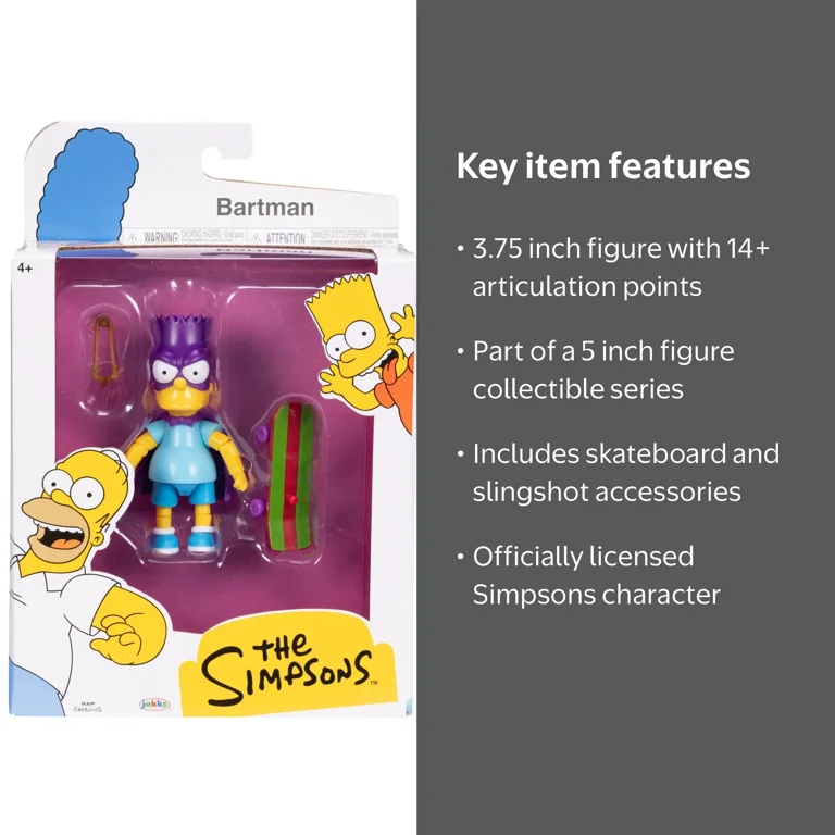 The Simpsons, Bartman Action Figure, 5 inch tall, skateboard