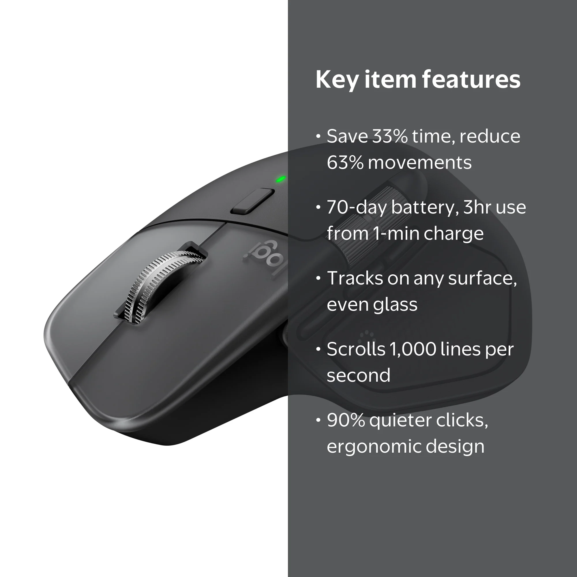 Logitech MX Master 4 for Mac, Ergonomic Bluetooth Mouse with