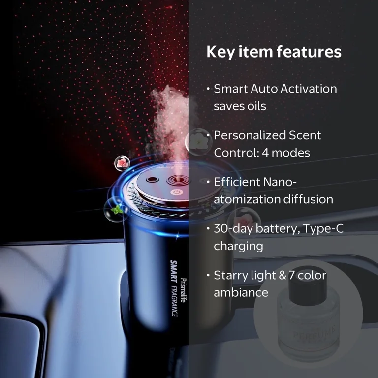 その他 PROJECTOR  AIR  FRESHENER Smart Car Air Freshener, Rechargeable Car Air Freshener Diffuser
