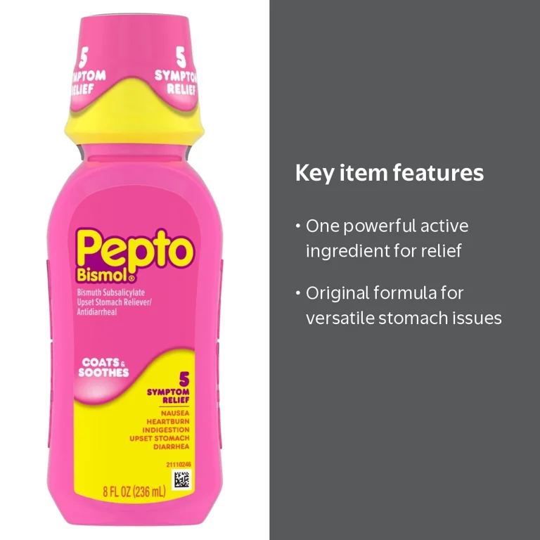 pepto bismol glp 1 Pepto-Bismol Liquid for Nausea, Heartburn, Indigestion, Upset Stomach, & Diarrhea - 5 Symptom Fast Relief, Cherry Flavor When theres trouble in tummy town Pepto Bismol - Smith's Food