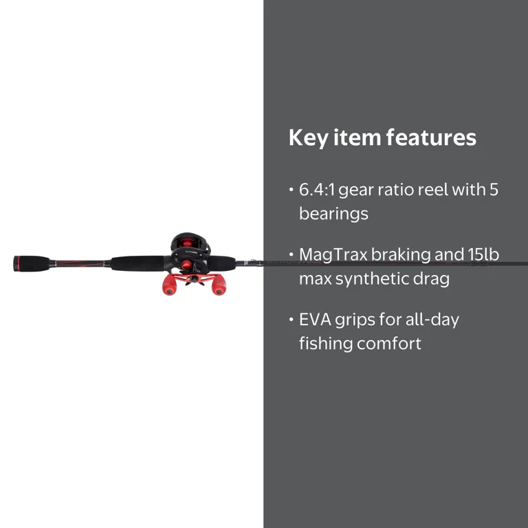 Abu Garcia Black Max Baitcast Fishing Combo, 6'6