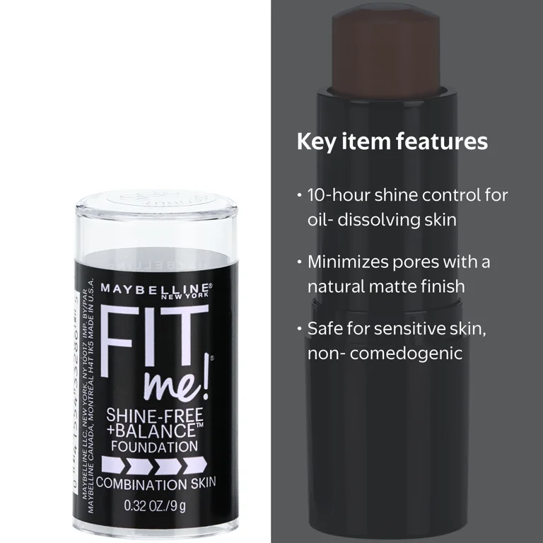 Maybelline, Shine-Free + Balance Stick Foundation, Coconut, 0.32