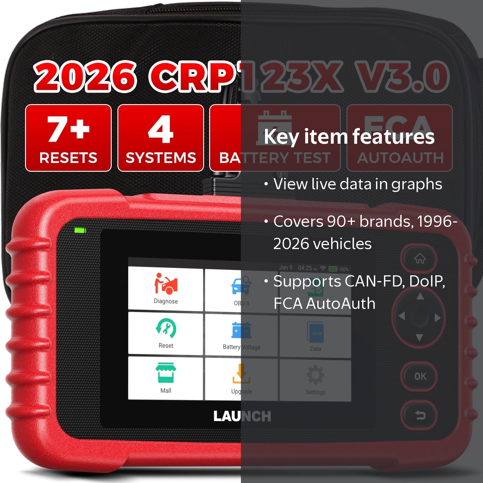 Free Shipping! LAUNCH CRP123X Elite OBD2 Scanner Car Diagnostic
