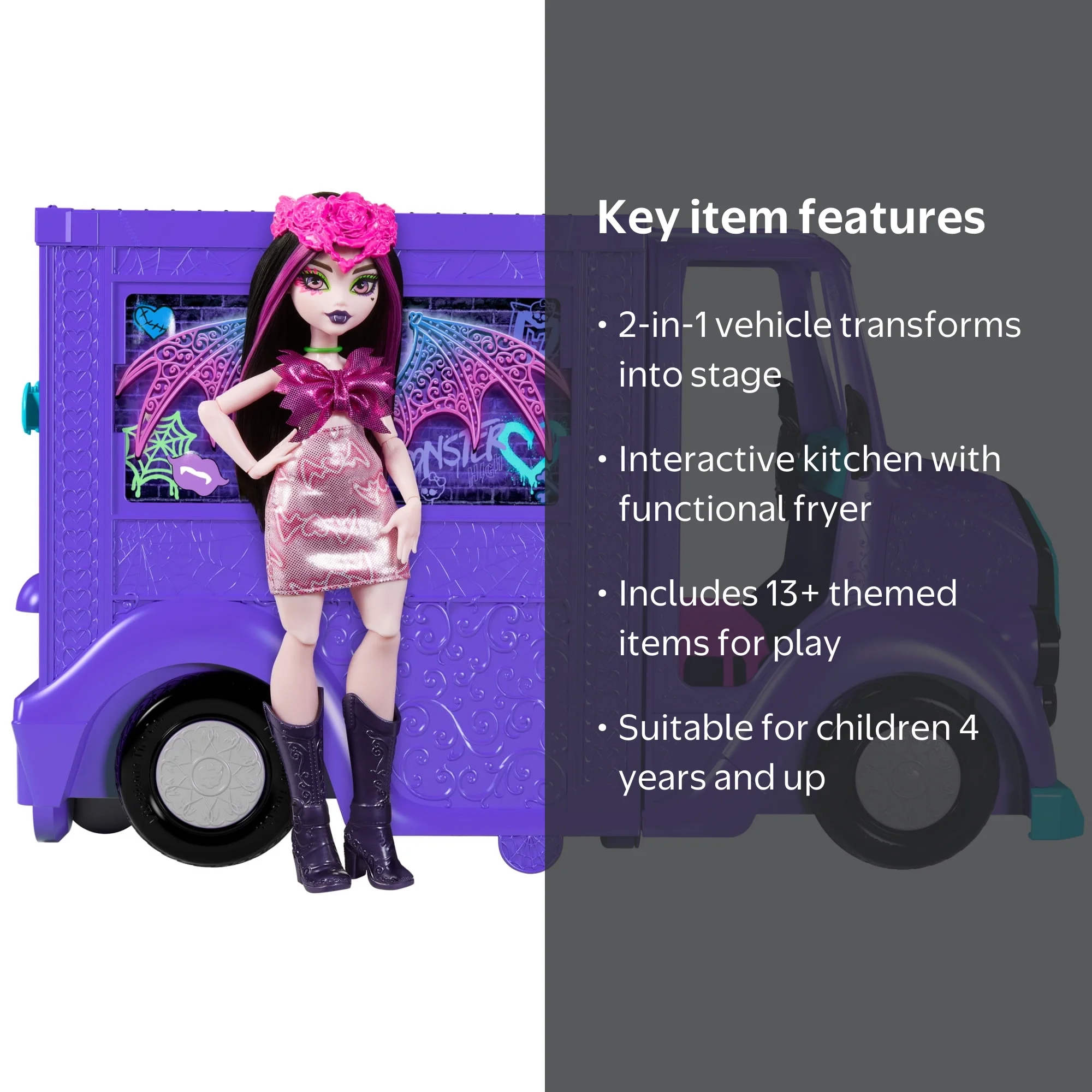 Monster High Draculaura Doll and Fangtastic Rockin' Food Truck