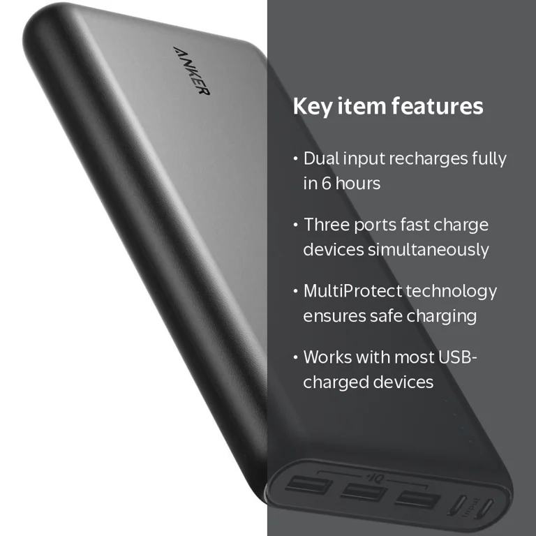 Anker, Portable Charger, PowerCore 26800, 26800mAh with 3 USB