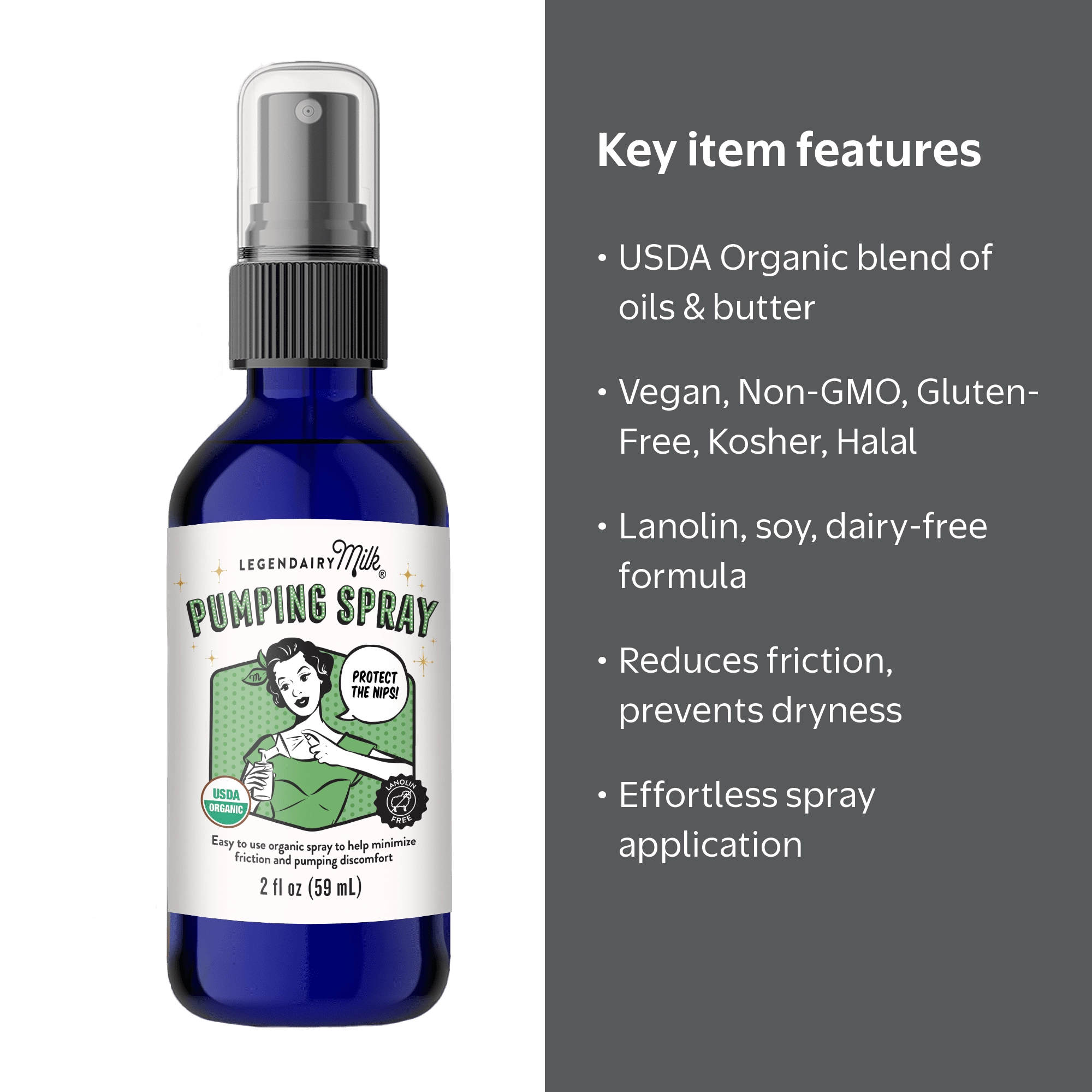 Legendairy Milk Pumping Spray, Natural Lubricant for Breast Pump