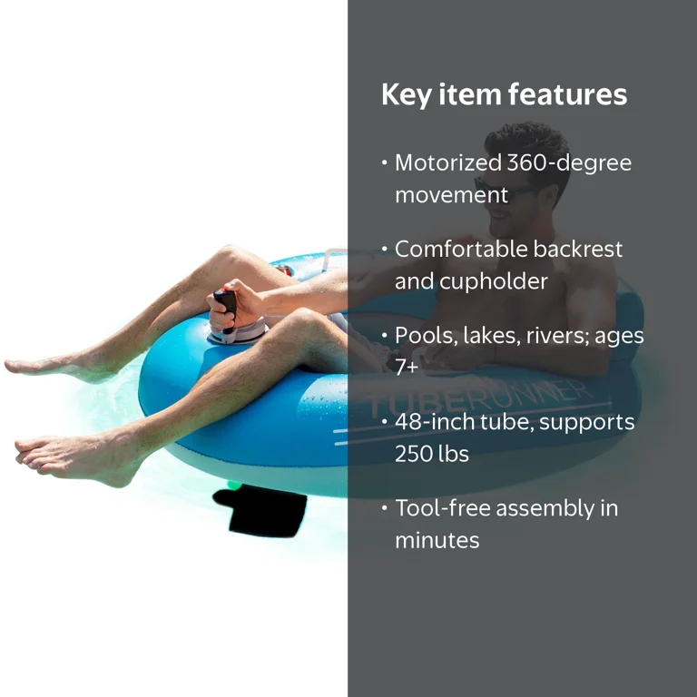 PoolCandy Motorized Pool Tube Runner with Built-In Throttle and 3