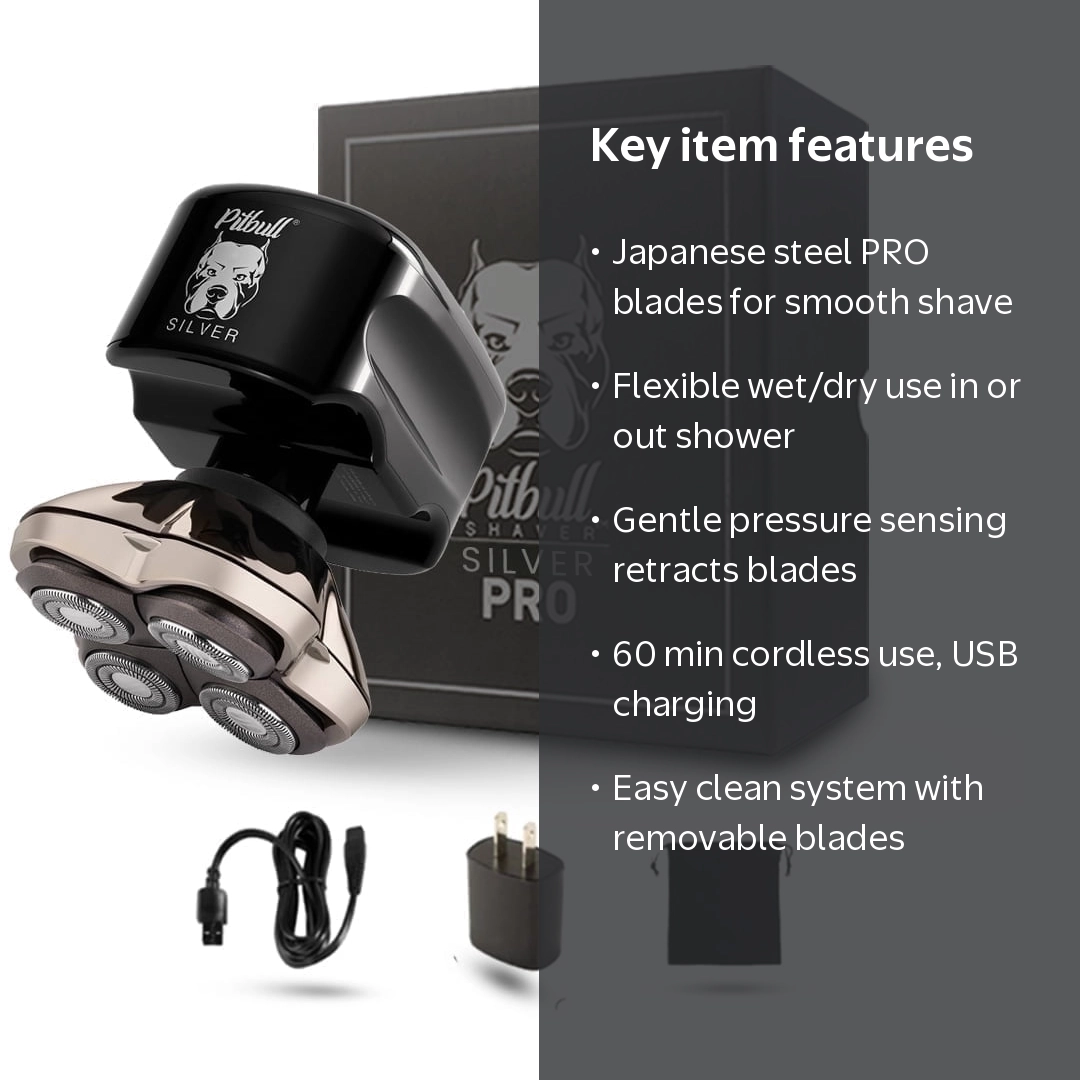 Free Shipping! Skull Shaver Silver PRO Head & Face Shaver, Wet