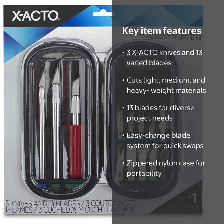 X-ACTO Compression Basic Knife Set, 3 Knives with 13 Blades, Soft
