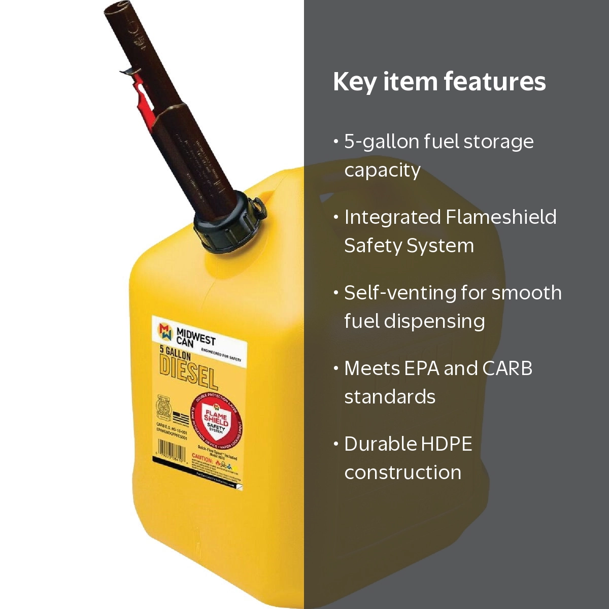 MidwestPetProducts, Diesel Fuel Can, 8610, 5 gal, Yellow - Walmart.com