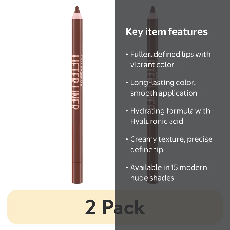 2 pack) Maybelline Lifter Liner Lip Liner Makeup with Hyaluronic
