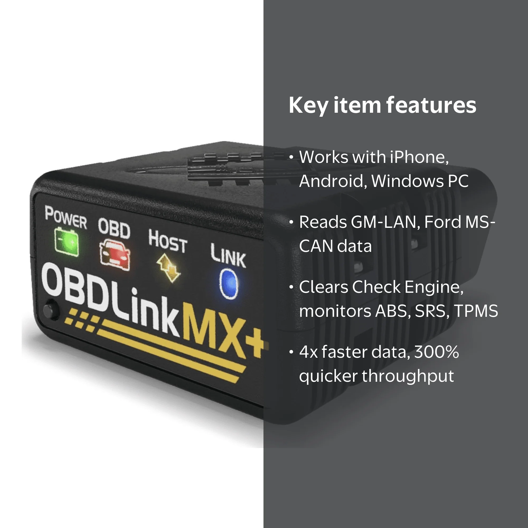 OBDLink MX+ OBD2 Bluetooth Scanner for iPhone, Android, and