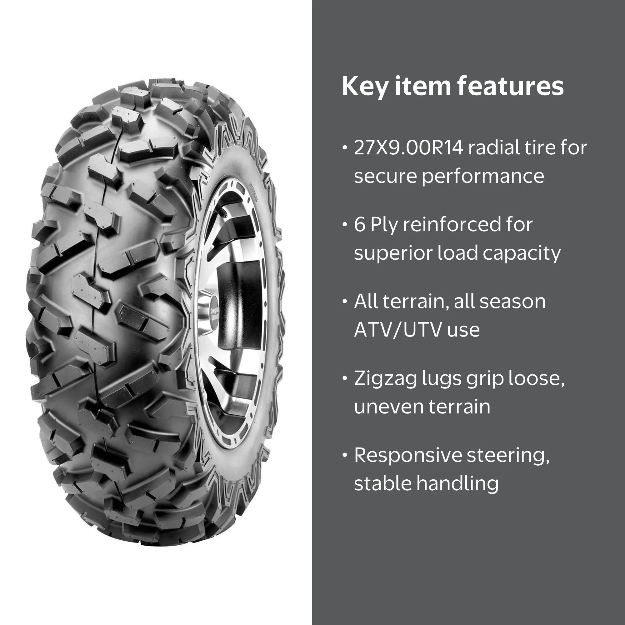 Maxxis Bighorn 2.0 MU09 Mud Road Four Wheeler Front 27x9R14 6 Ply