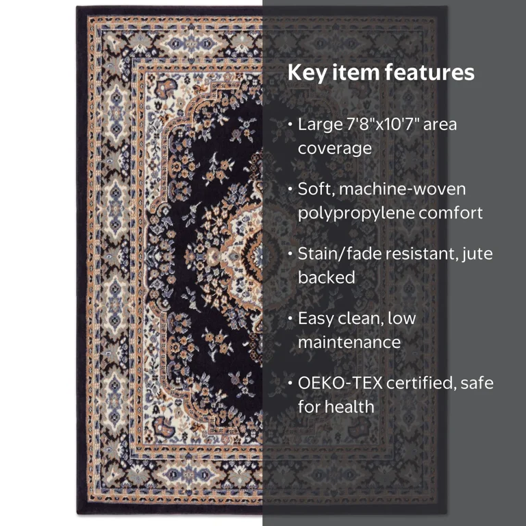 Home Dynamix Premium Sakarya Traditional Medallion Area Rug, Navy