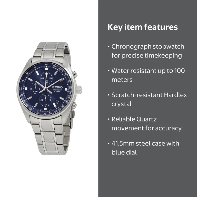 ◎SEIKO CHRONOGRAPH 100M ブルー文字盤 腕時計 Seiko Men's SSB377 Chronograph Quartz Watch, Blue Dial, 100m Water