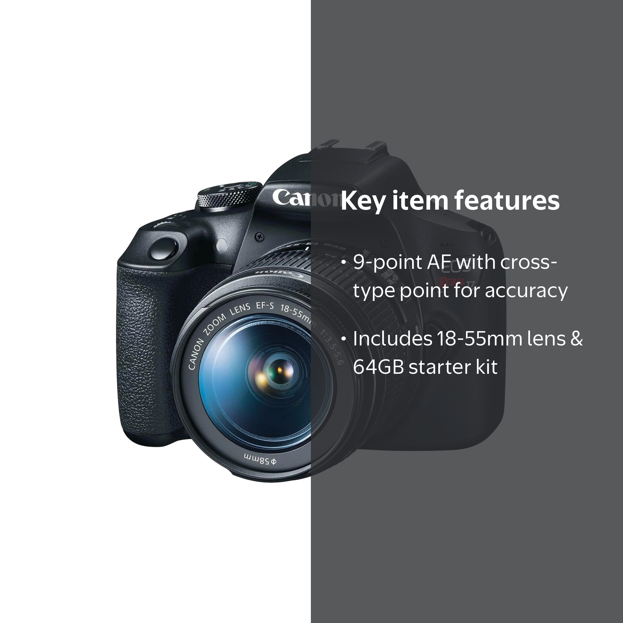 Canon EOS 7 28-105mmレンズセット Canon, DSLR Camera, EOS Rebel T7, 24.1MP, 18-55mm Lens Bundle