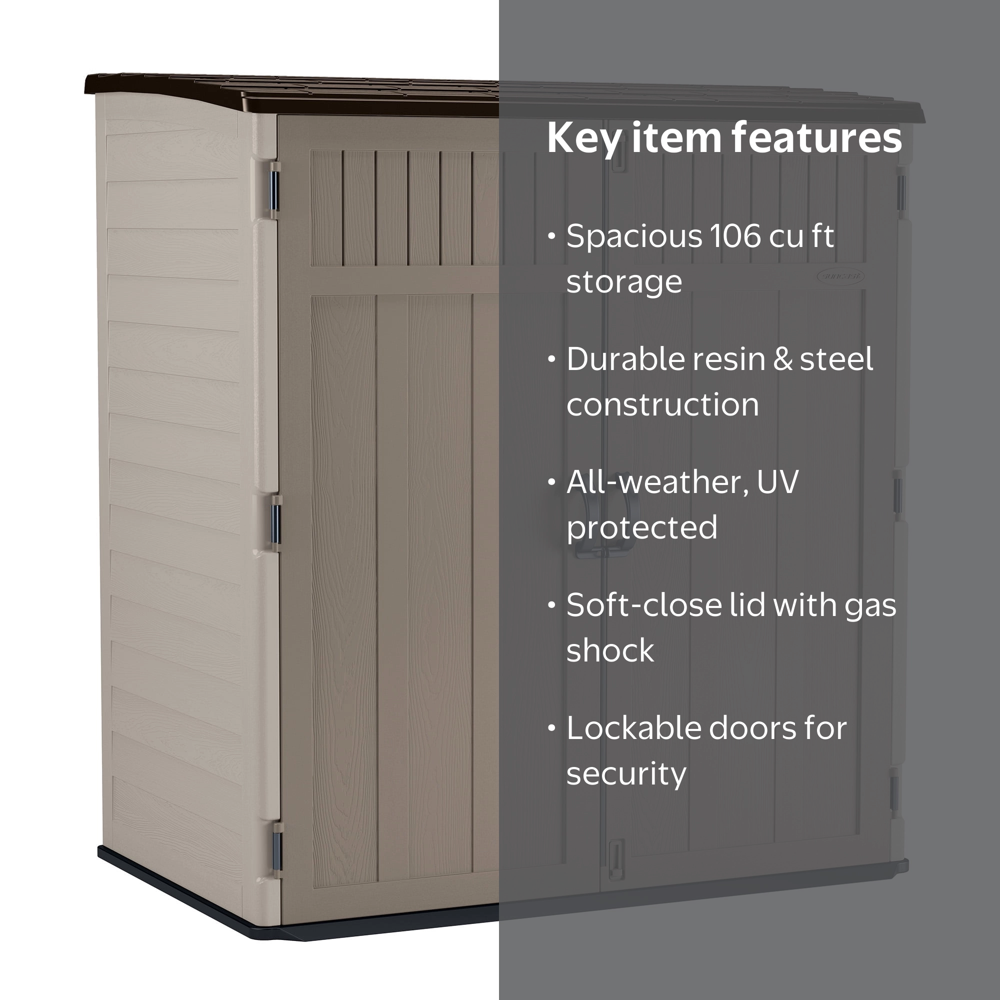 samm Suncast Extra-Large Vertical Storage Shed, All-Weather Outdoor