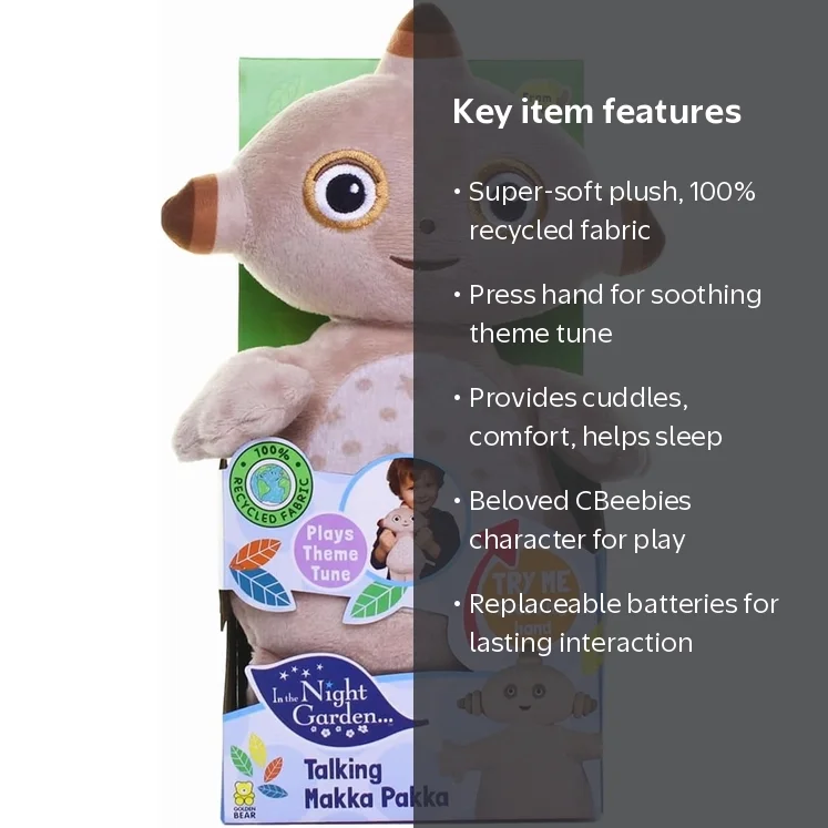 In the Night Garden MAKKA PAKKA Talking Teddy Bear Soft Plush Toy