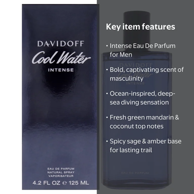 Davidoff Cool Water Intense Eau De Parfum, Natural Spray for Men