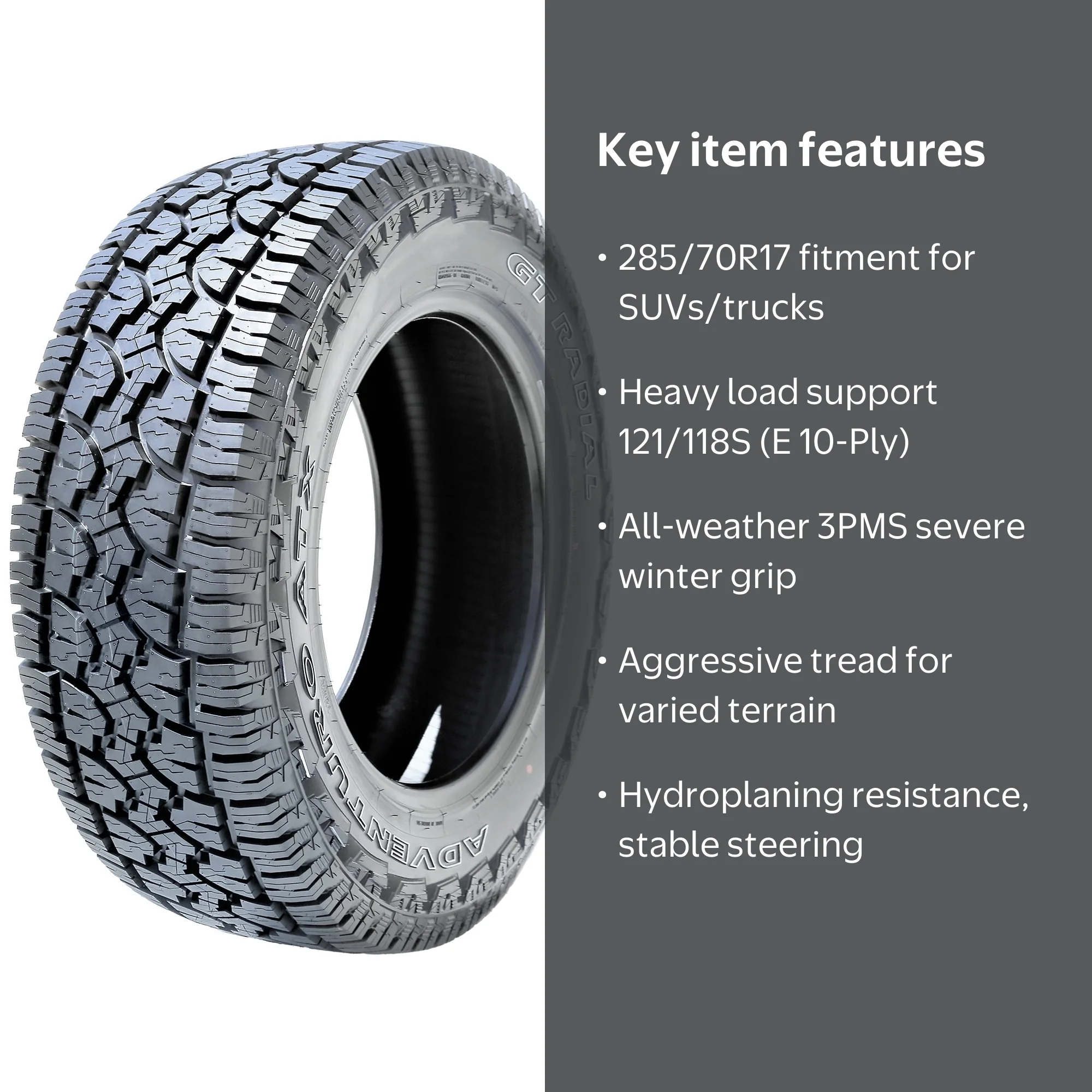 GT Radial Adventuro ATX All Terrain Light Truck Tire, LT285/70R17