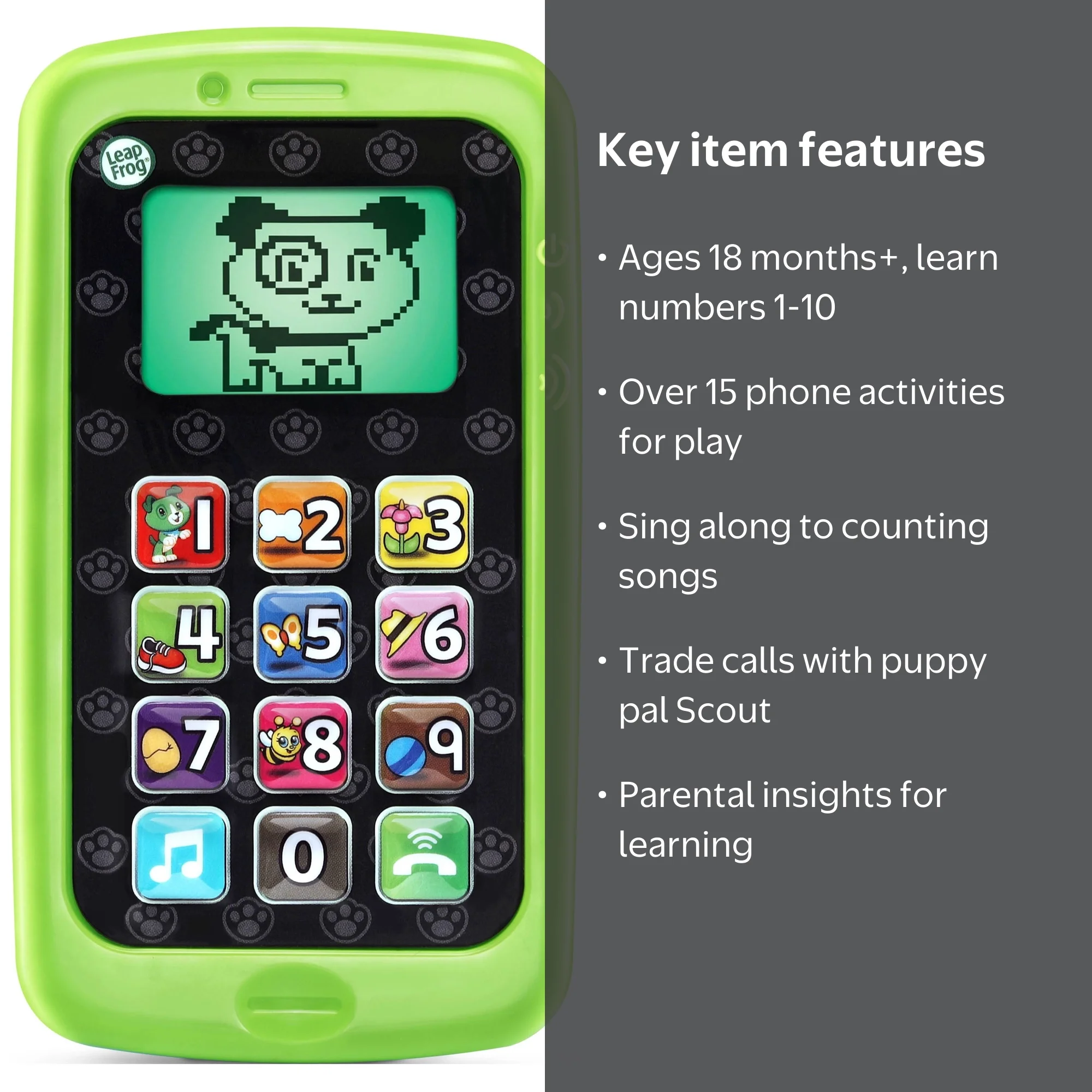 sapo LeapFrog Chat and Count Smart Phone - Green - Walmart.com