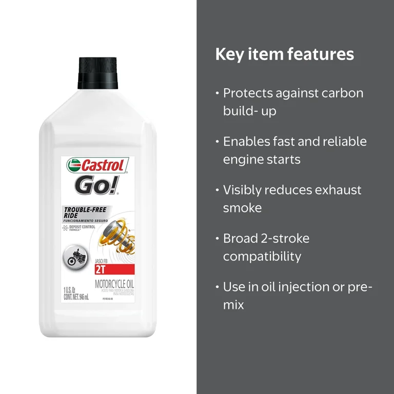 Castrol GO! 2T Conventional Motorcycle Oil, 1 Quart - Walmart.com