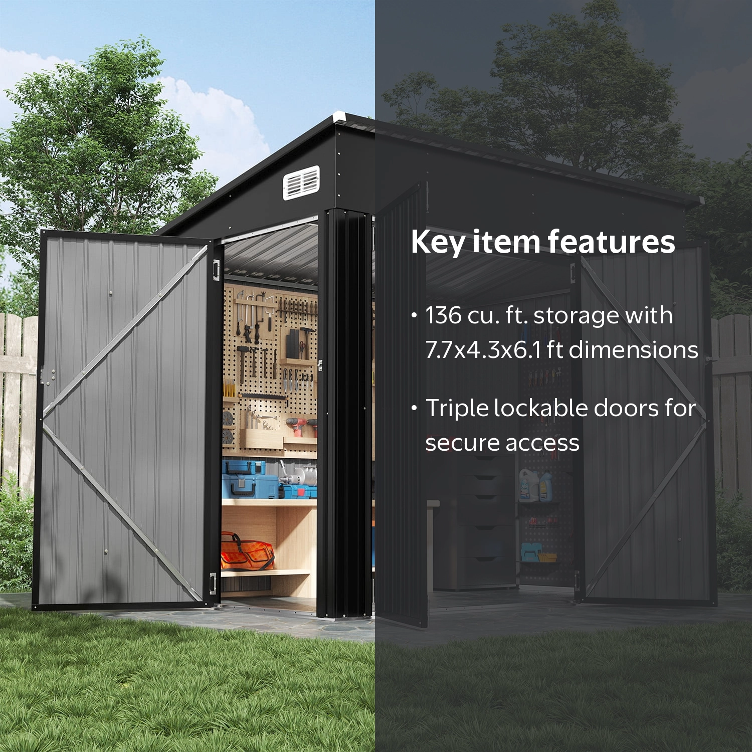 BaPiPro 8'x4' Lean-to Metal Storage Shed, Outdoor Lockable Shed