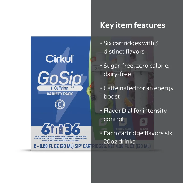 Cirkul GoSip Flavor Cartridge Variety Pack, 6-Pack (2 Berry Blue