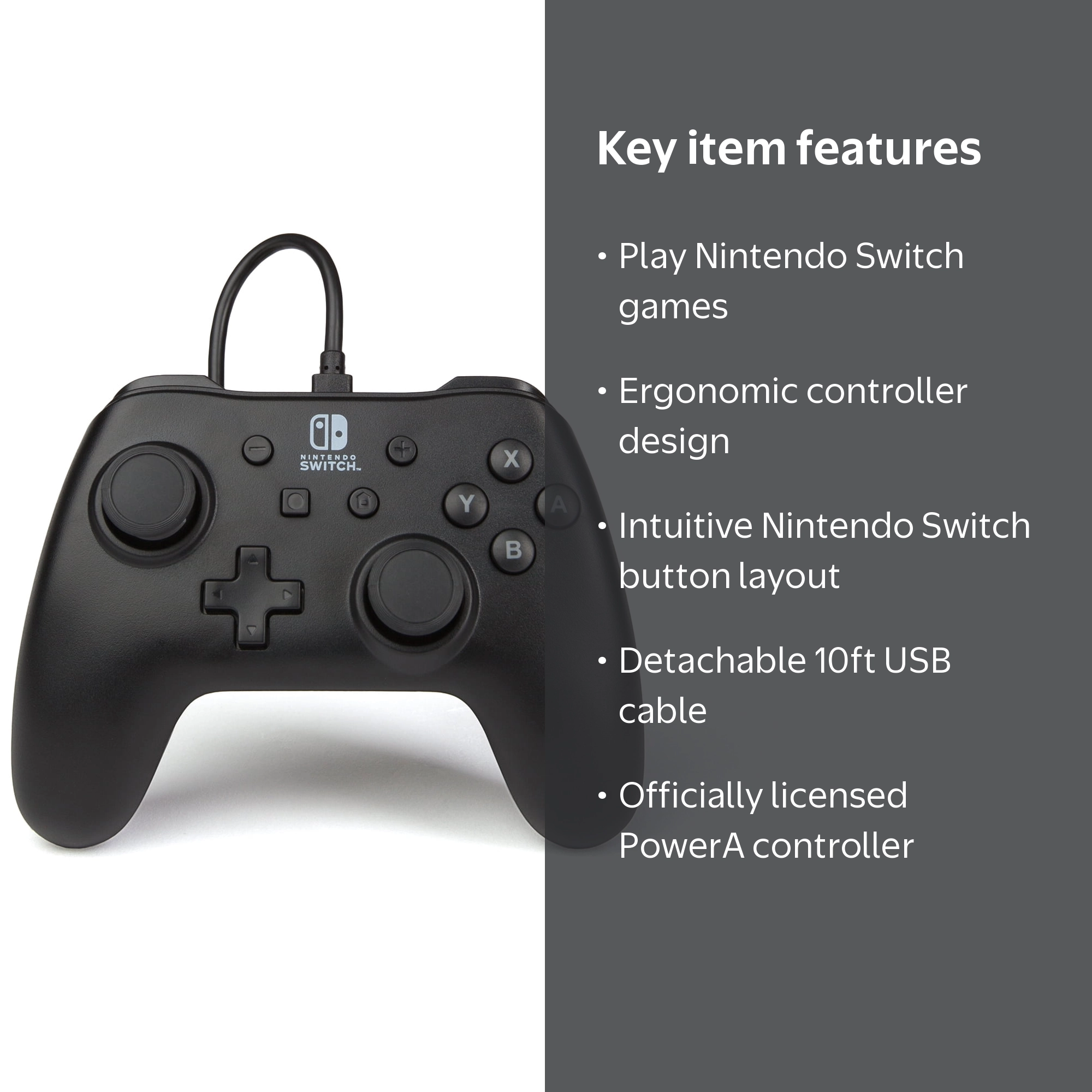 PowerA, Wired Controller for Nintendo Switch, Model RRK150, Black