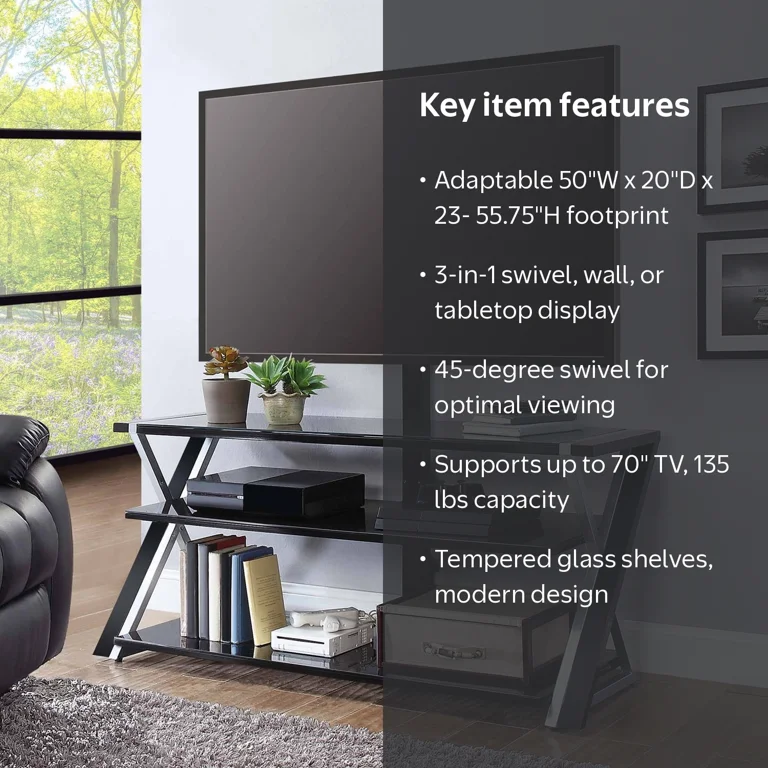 Whalen Xavier 3-in-1 Versatile TV Stand with Swivel, Wall-Mounted