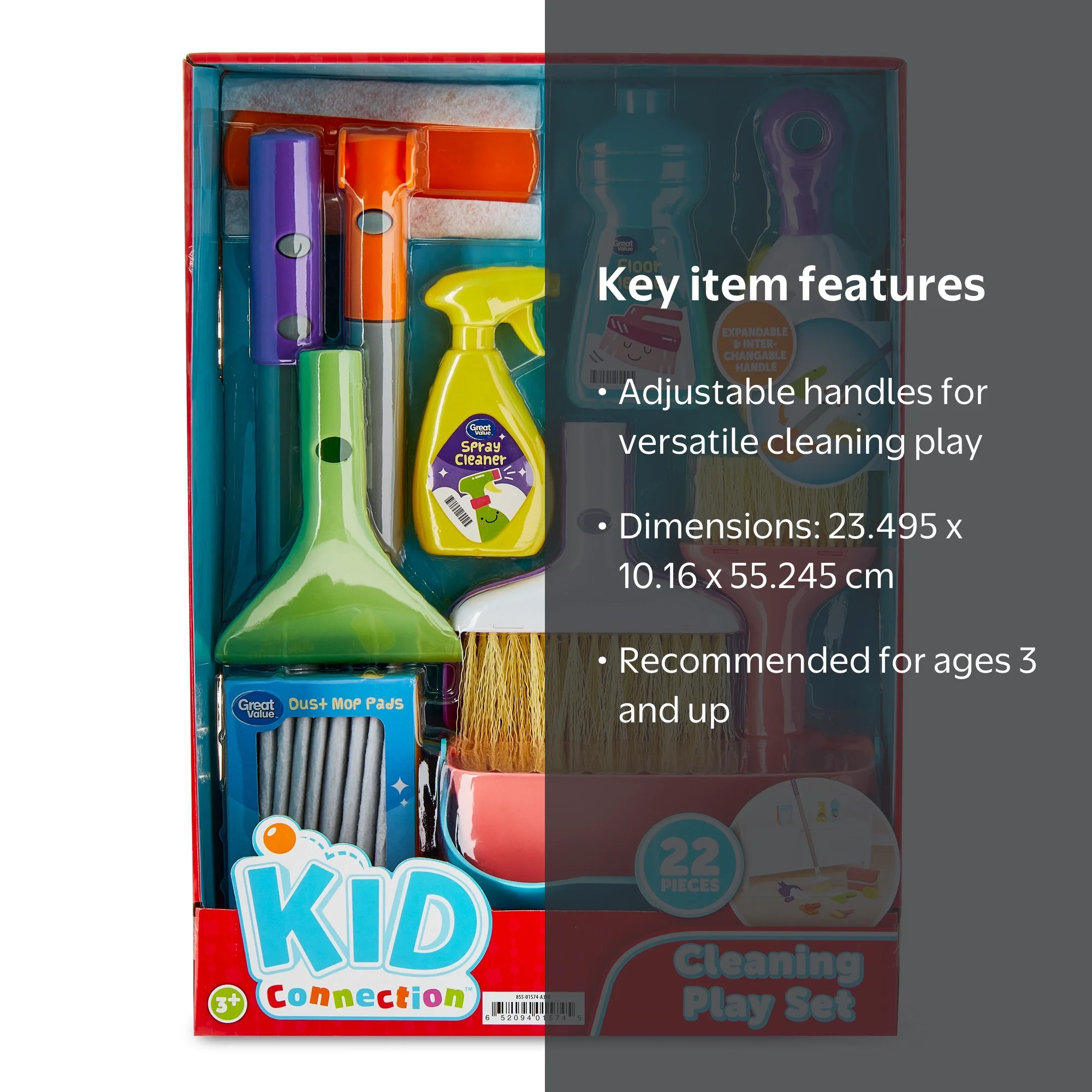 Kid Connection Cleaning Play Set, 22 Pieces with Mop, Bucket