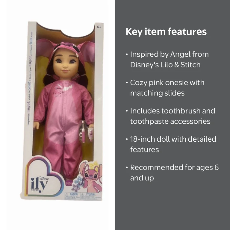 Disney ILY 4ever Stitch Inspired Angel with Black Hair Doll New