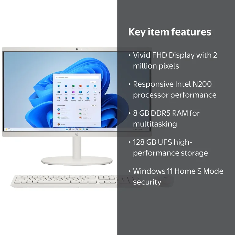 HP 22-dg0003w All-in-One Desktop Computer, Intel Pentium J5040