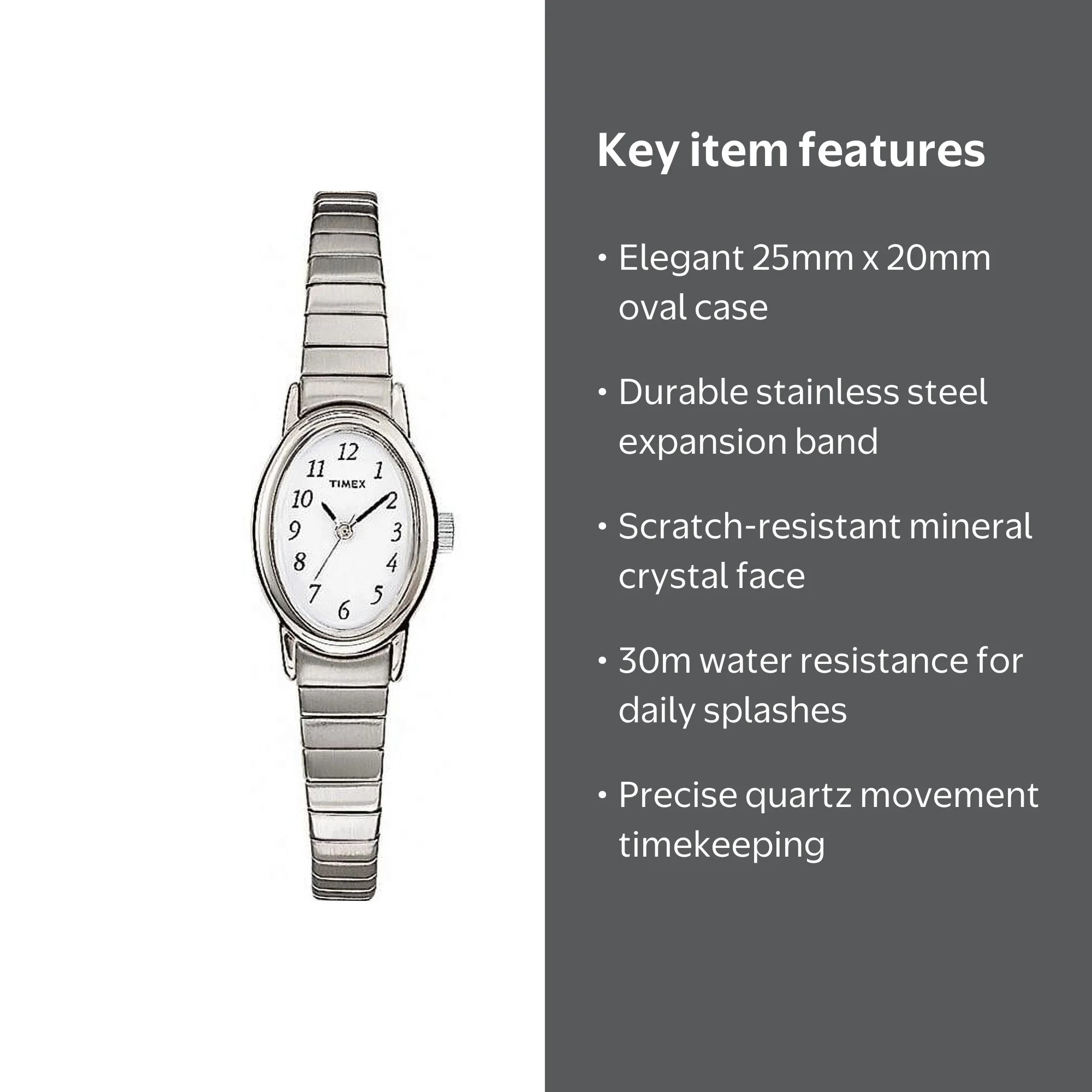Timex, Women's Cavatina Stainless Steel Watch, T21902, Silver Tone